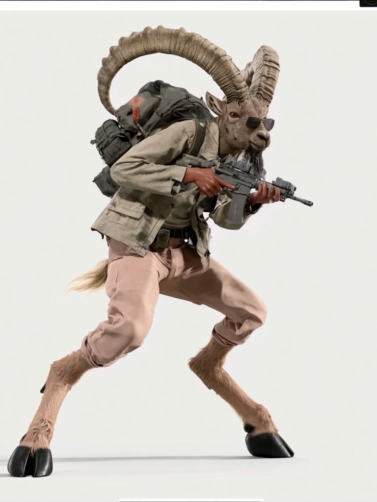 Goat Soldier Digital Art Print. poster detail