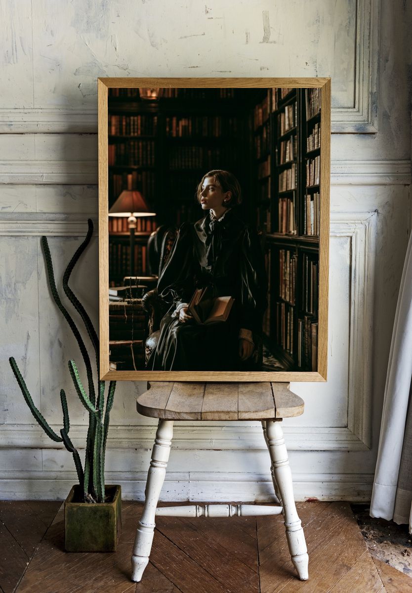 Gothic Library Portrait Poster. — room view 1