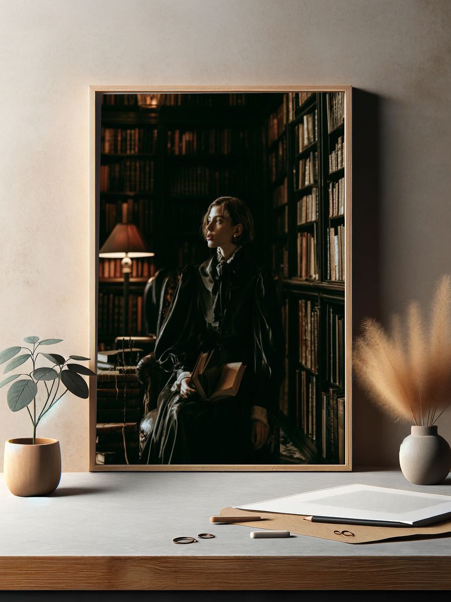Gothic Library Portrait Poster. — room view 2