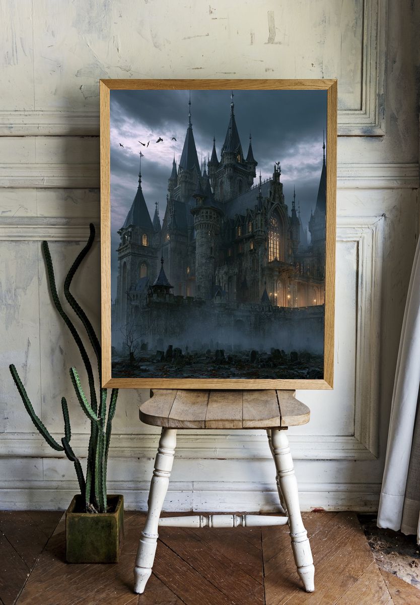 Gothic Castle at Dusk Poster. room preview