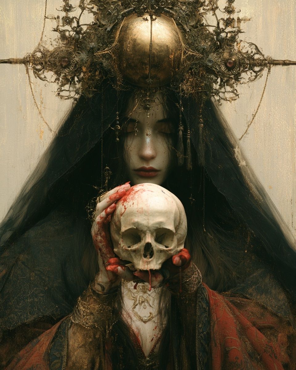 Gothic Skull Portrait Print. poster — fine-art art