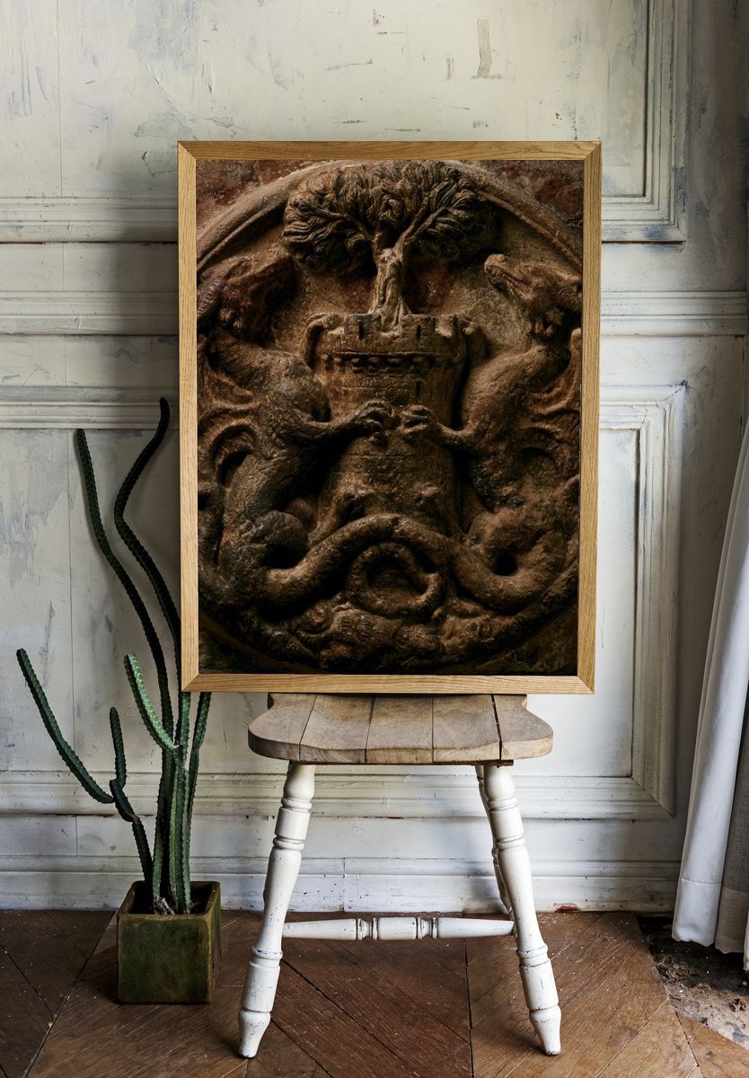 Gothic Stone Relief Print. — room view 1