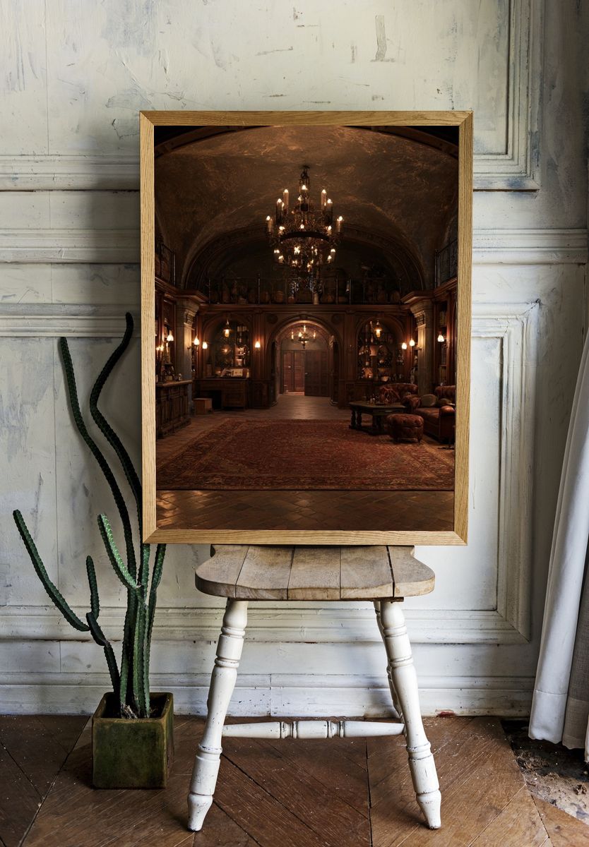 Gothic Library Interior Photography Poster. — room view 1