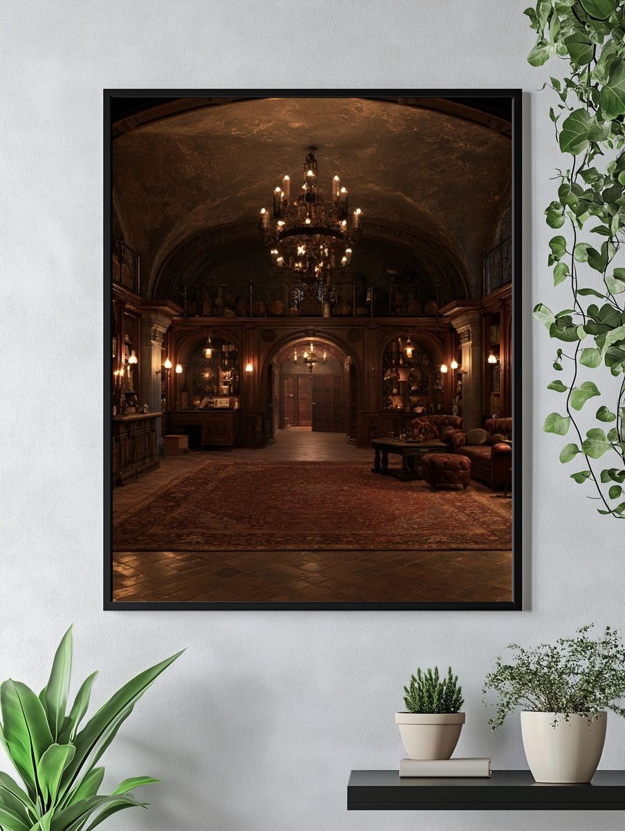 Gothic Library Interior Photography Poster. — room view 4