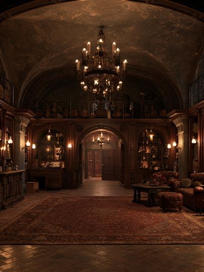 Gothic Library Interior Photography Poster. poster