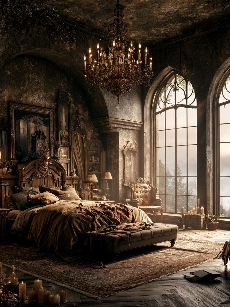 Gothic Bedroom Interior Photography Poster. poster detail