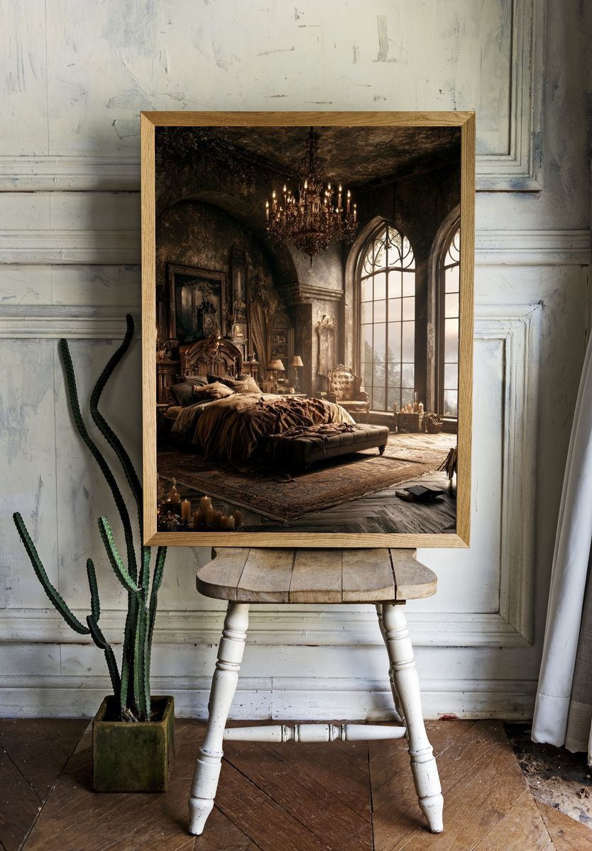Gothic Bedroom Interior Photography Poster. — room view 1