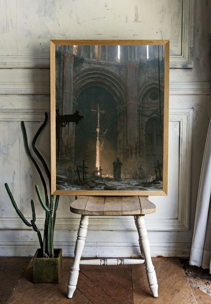 Gothic Ruins Cathedral Poster. — room view 1
