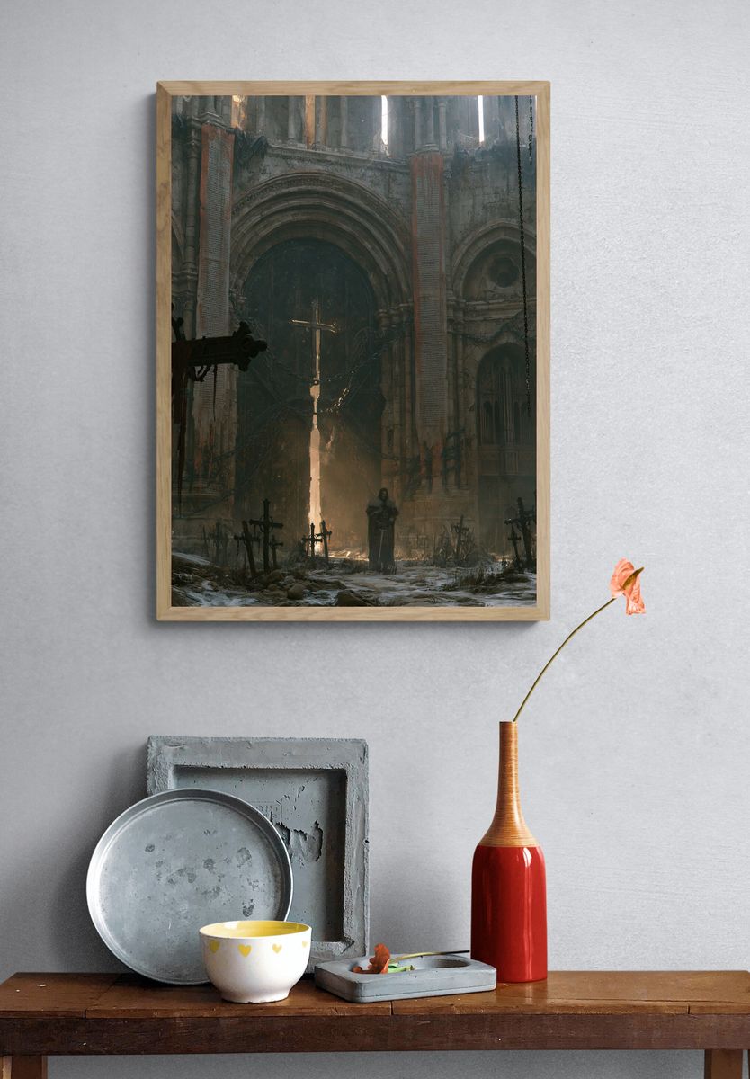 Gothic Ruins Cathedral Poster. — room view 3