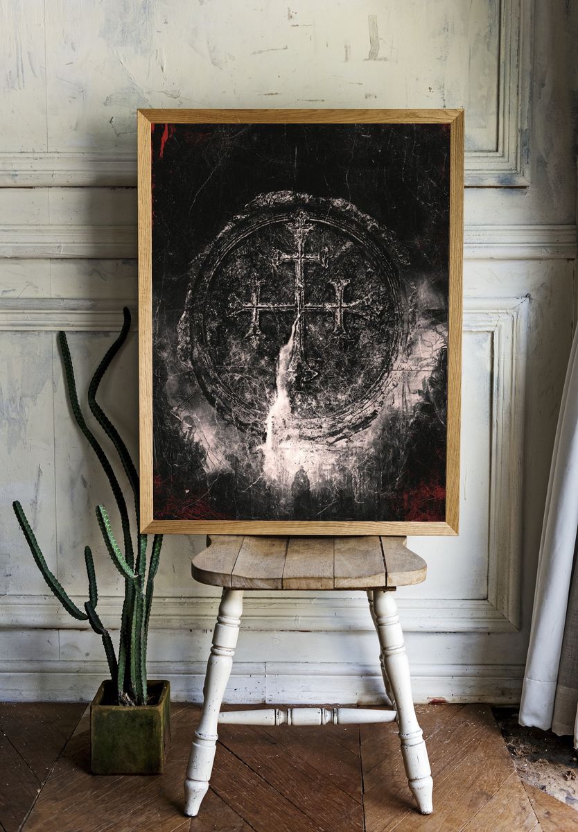 Cracked Cross Gothic Poster. room preview