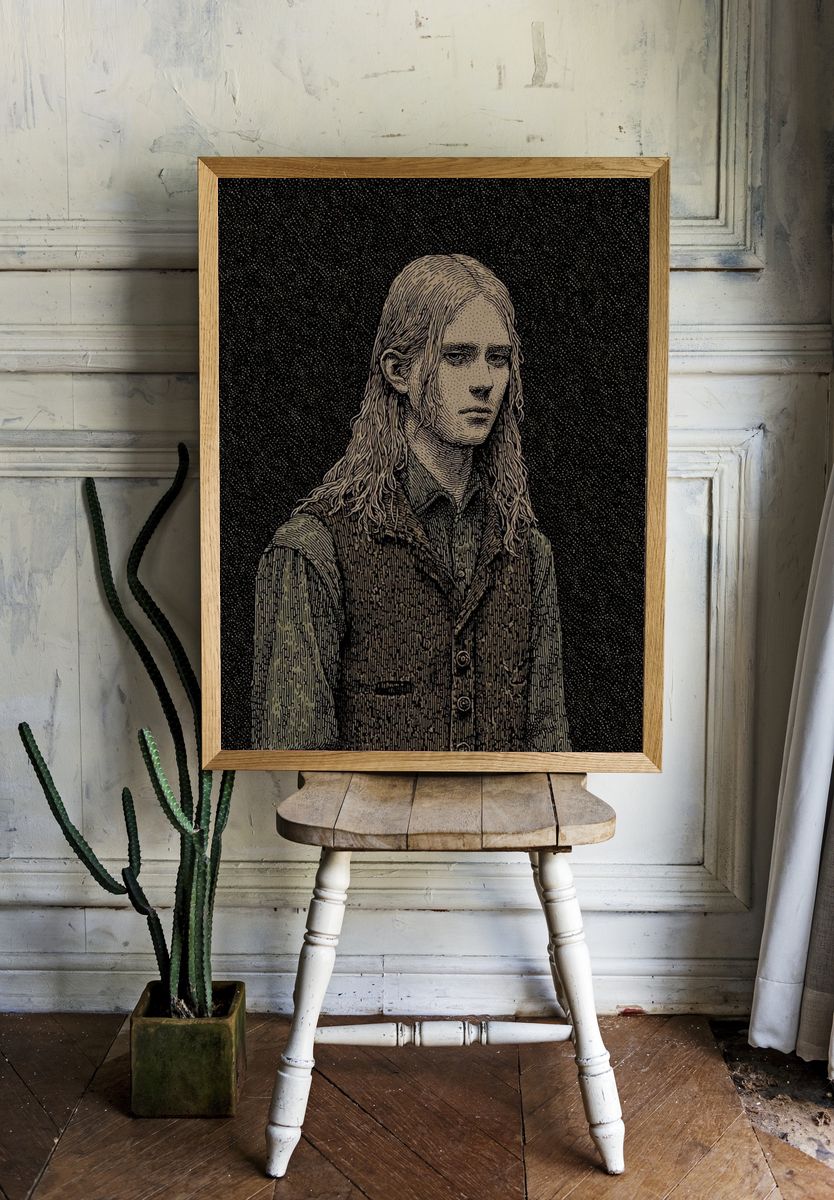 Gothic Portrait Etching Poster room preview