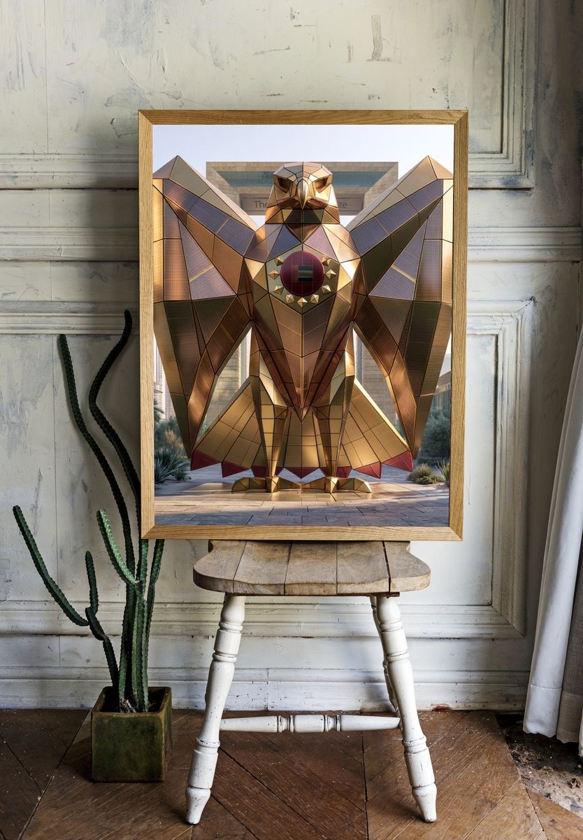 Geometric Owl Sculpture Poster. room preview