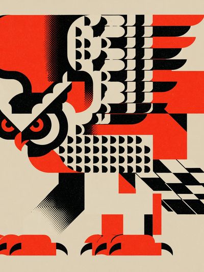 Geometric Owl Abstract Poster. poster print