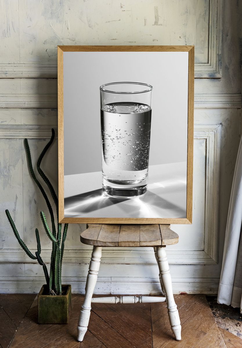 Glass of Water Photography Poster. — room view 1