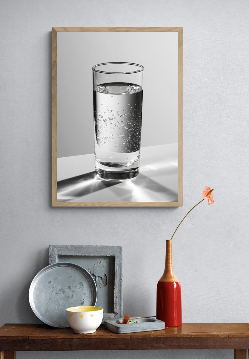 Glass of Water Photography Poster. — room view 3