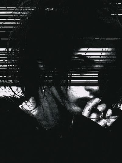 Glitch Portrait Black-White Print. poster print