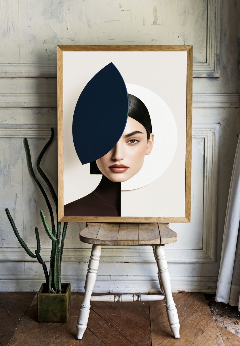 Geometric Portrait Illustration Poster. — room view 1