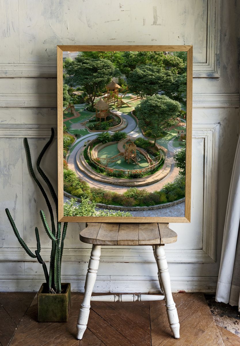 Lush Garden Playground Photography Poster. — room view 1