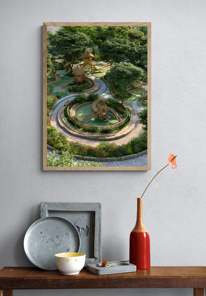 Lush Garden Playground Photography Poster. — room view 3