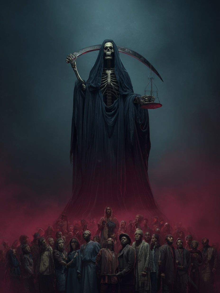 Grim Reaper and Souls — Dark Fantasy Print. poster — fine-art art