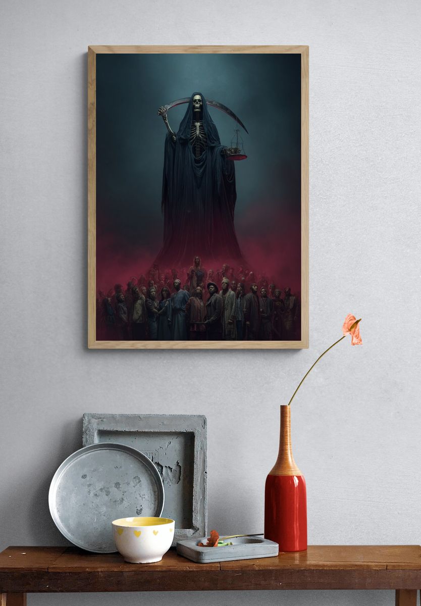 Grim Reaper and Souls — Dark Fantasy Print. — room view 3
