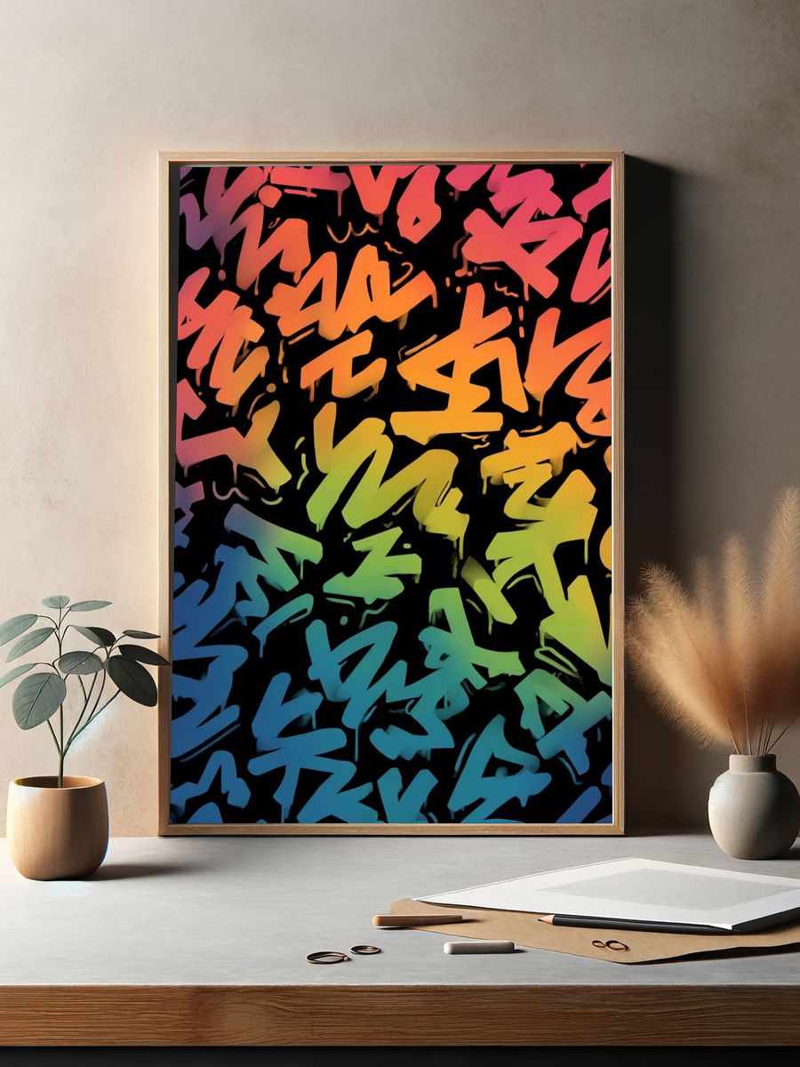 Colorful Graffiti Art Poster. — room view 2