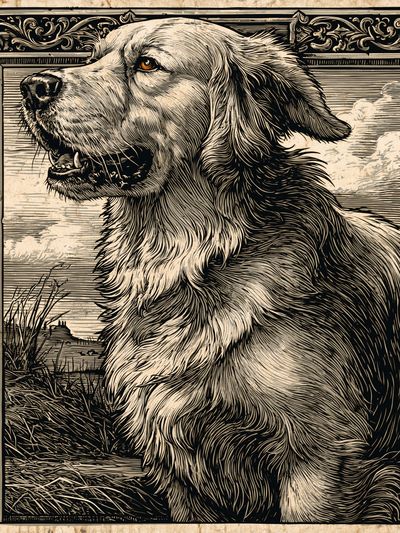 Golden Retriever Vintage Illustration Poster. poster