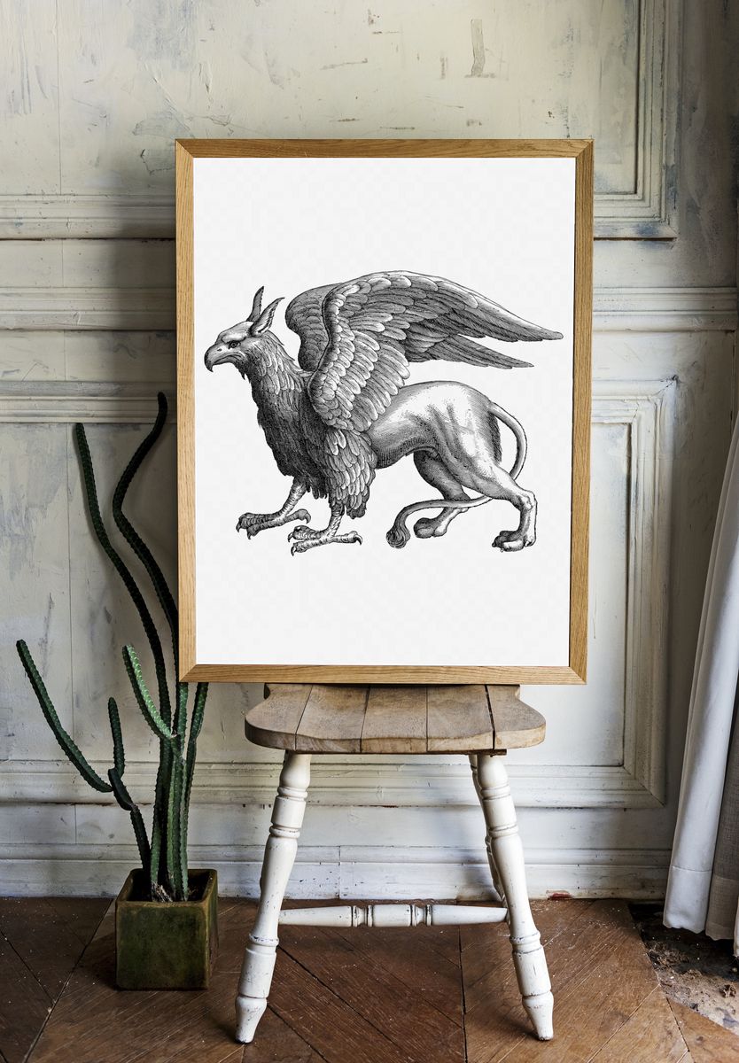 Mythical Griffin Illustration Poster. room preview