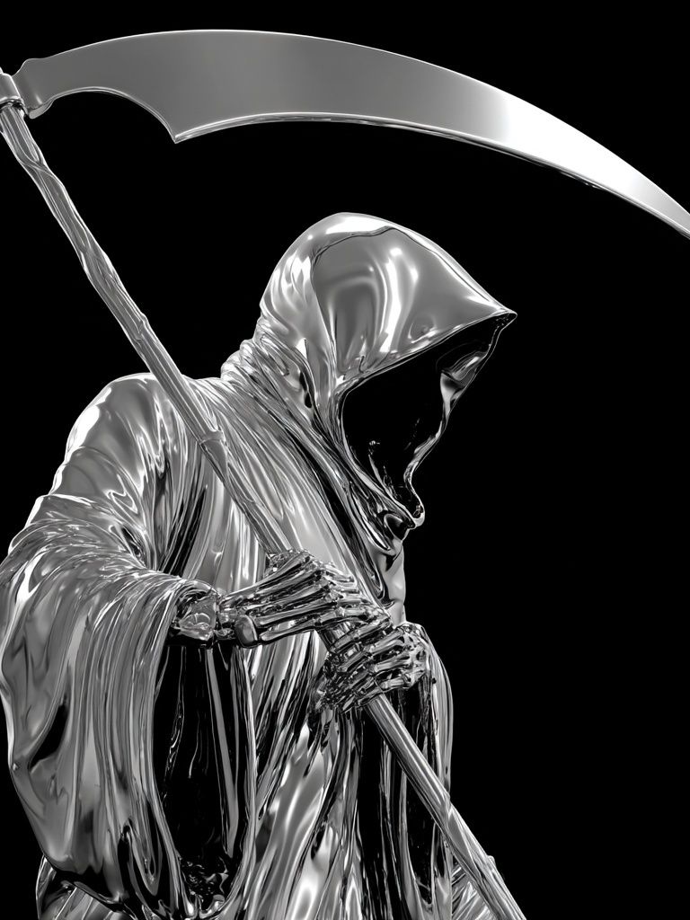 Chrome Grim Reaper Illustration Poster. poster — illustration art