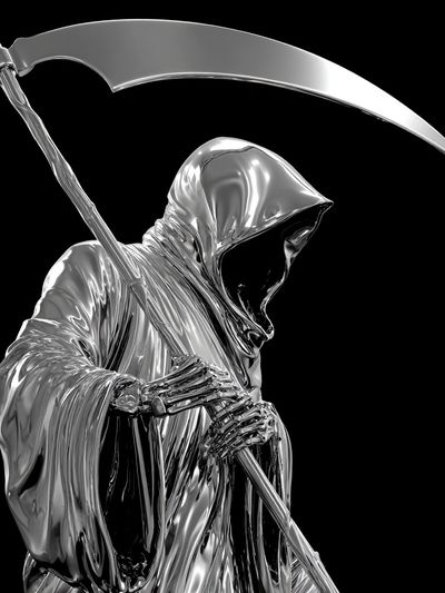 Chrome Grim Reaper Illustration Poster. poster