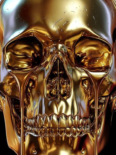 Golden Skull Surrealism Poster. poster print