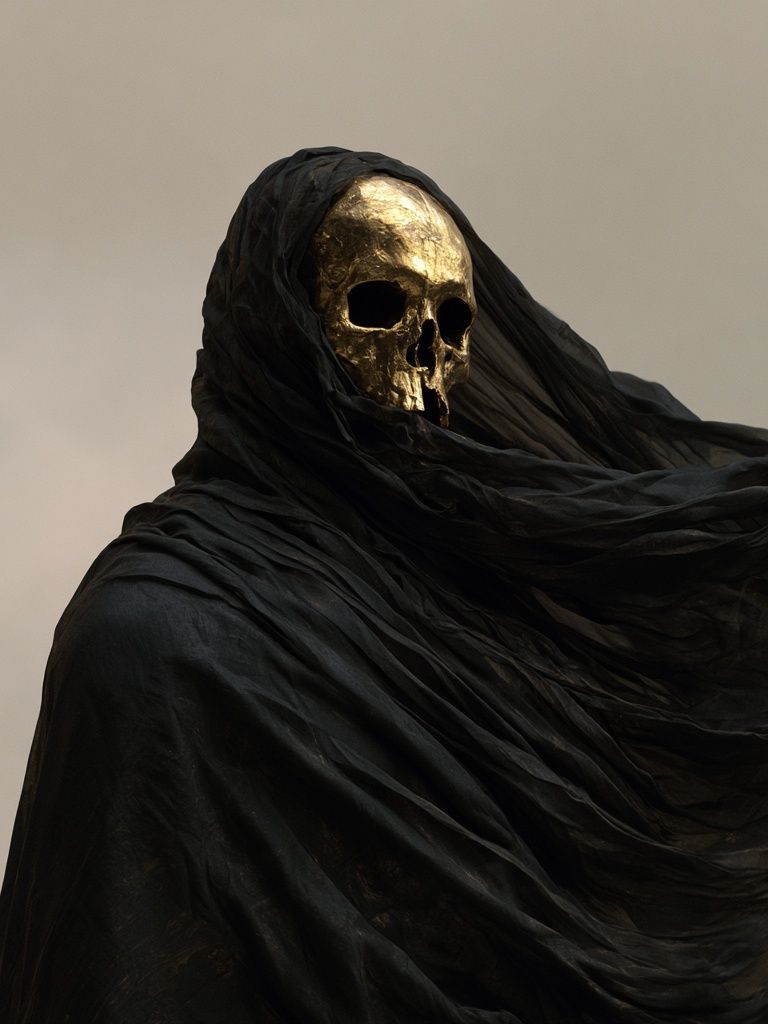 Golden Skull Dark Art Print. poster — fine-art art