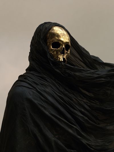 Golden Skull Dark Art Print.