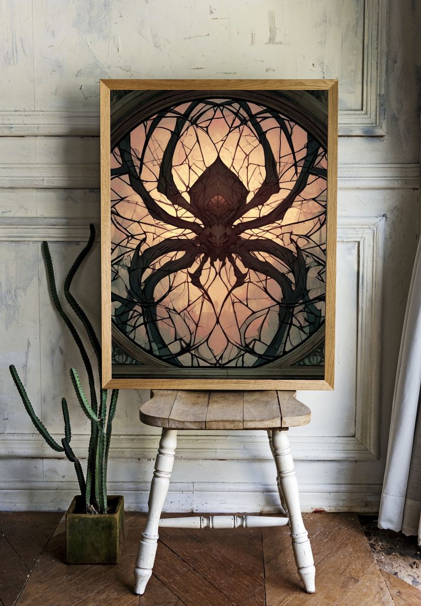 Gothic Spider Stained Glass Poster. room preview