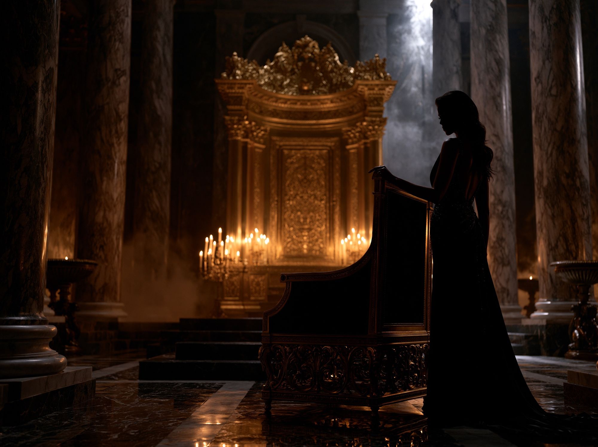 Gothic Throne Hall Silhouette Poster. poster — fine-art art