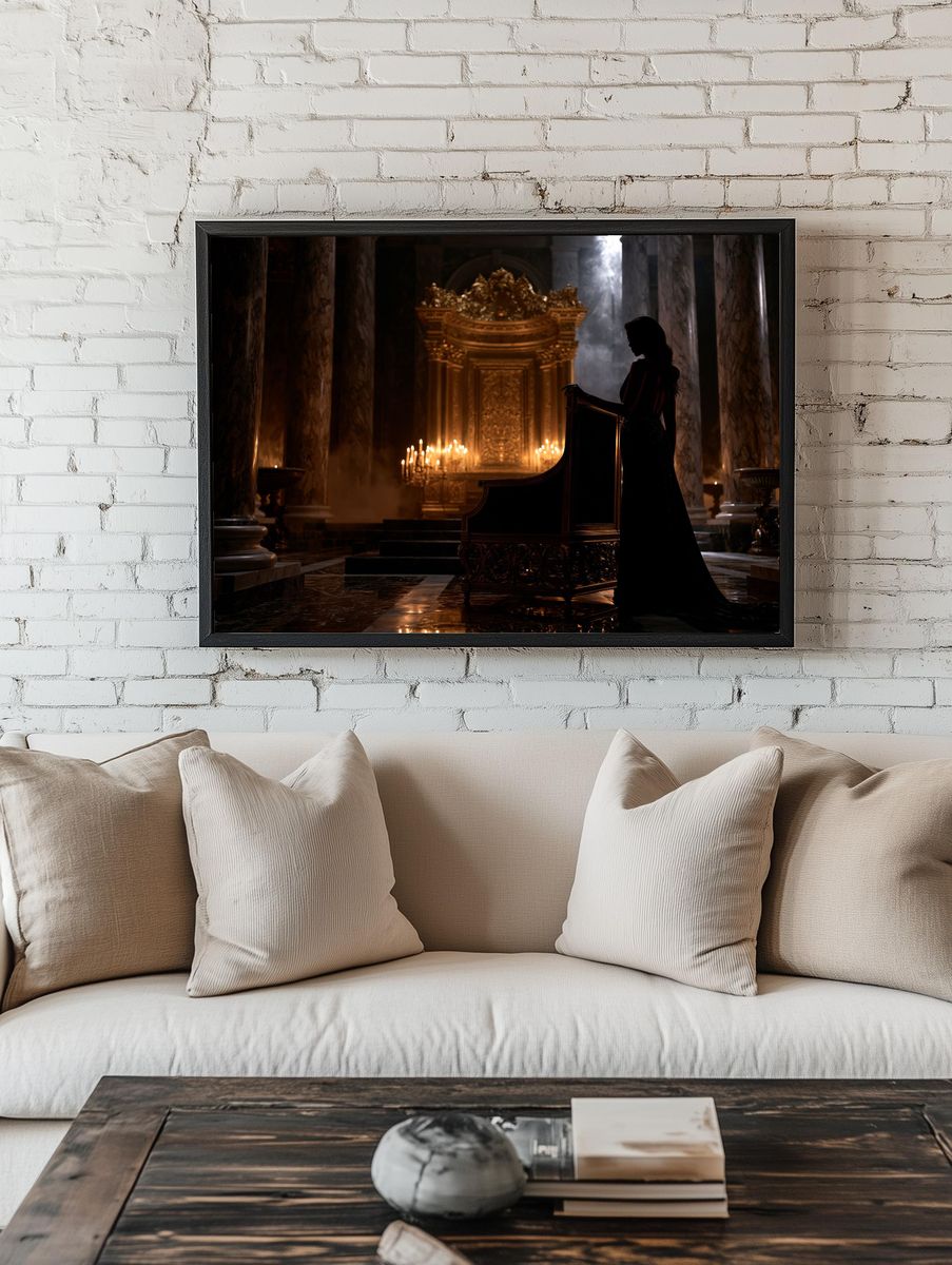Gothic Throne Hall Silhouette Poster. — room view 1