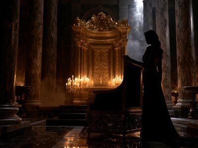 Gothic Throne Hall Silhouette Poster. poster