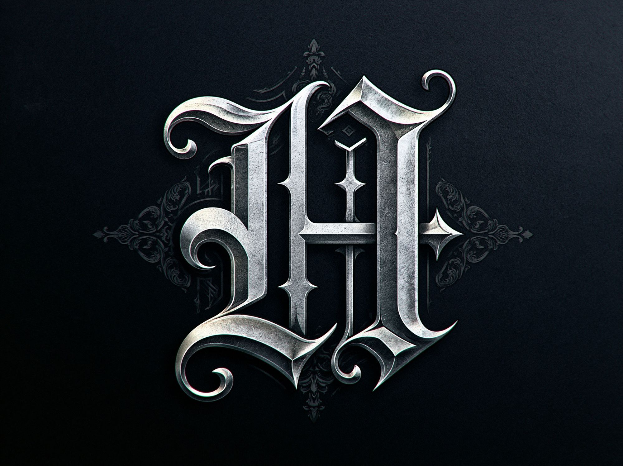 Gothic Monogram Typography Poster. poster detail