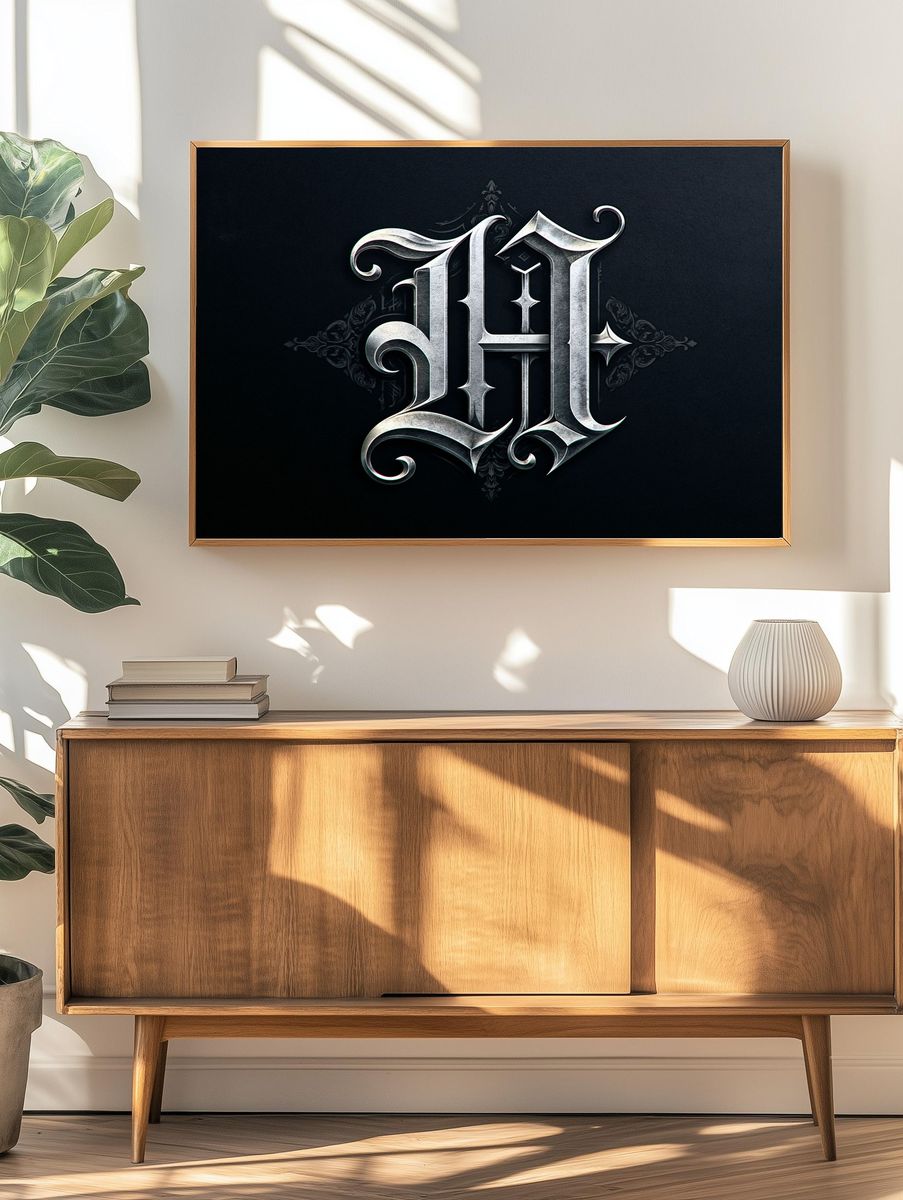 Gothic Monogram Typography Poster. — room view 3