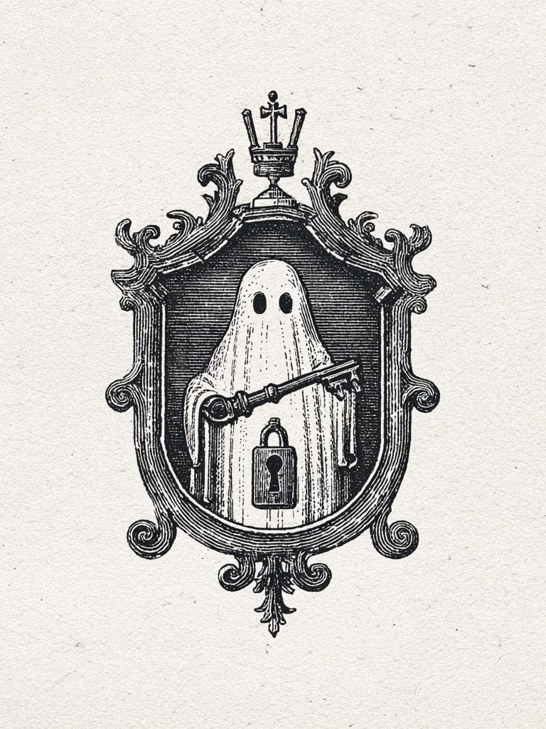 Ghostly Guardian — Vintage Print. poster detail