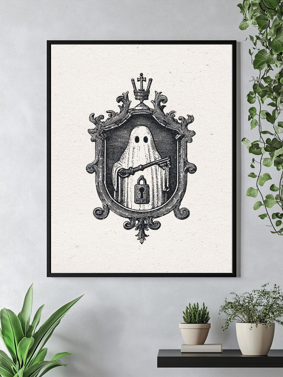 Ghostly Guardian — Vintage Print. — room view 4