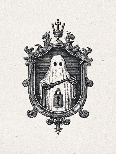 Ghostly Guardian — Vintage Print. poster