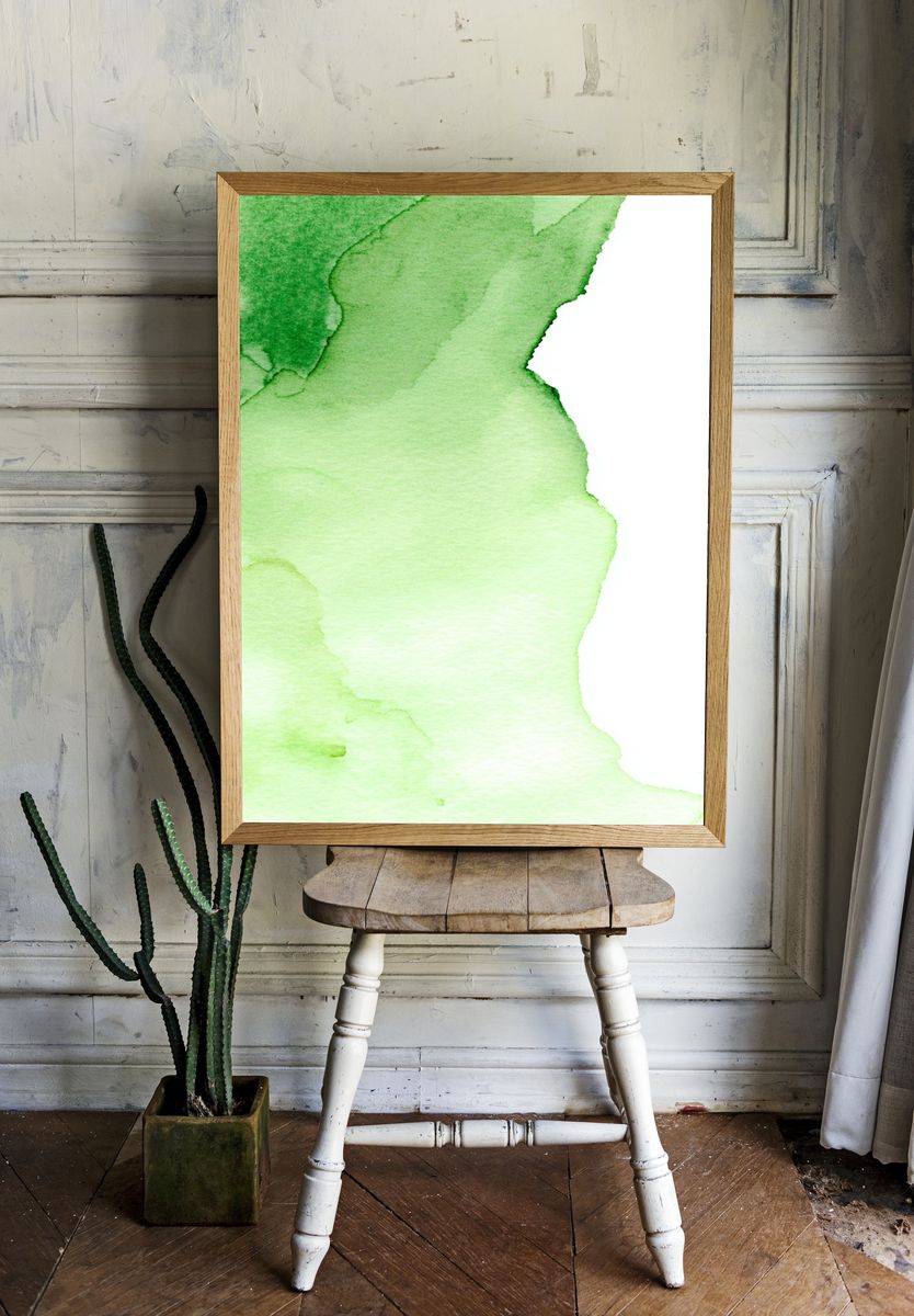 Green Watercolor Abstract Poster. — room view 1