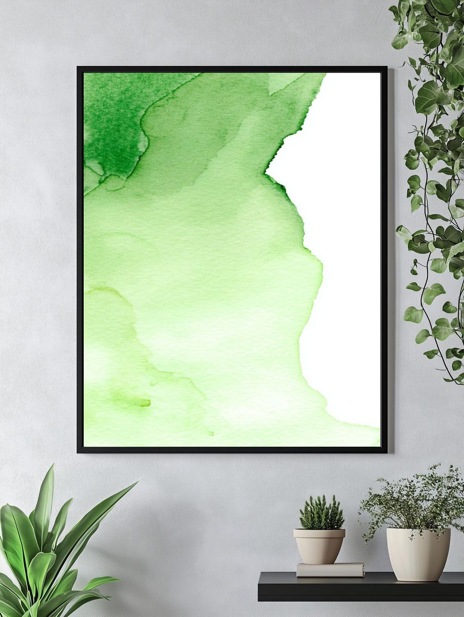 Green Watercolor Abstract Poster. — room view 4