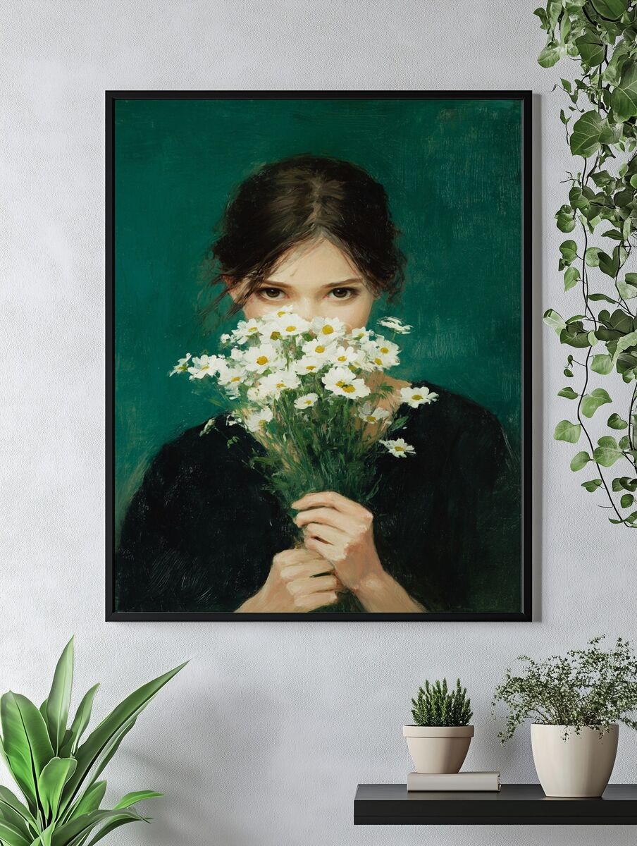 Girl with Daisies — Fine Art Print. — room view 4