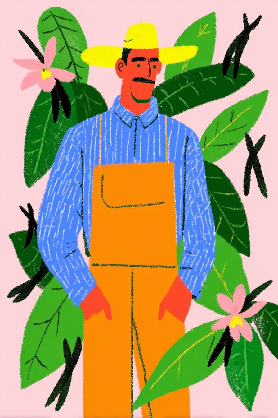 Gardener with Flowers — Illustration Print. poster detail