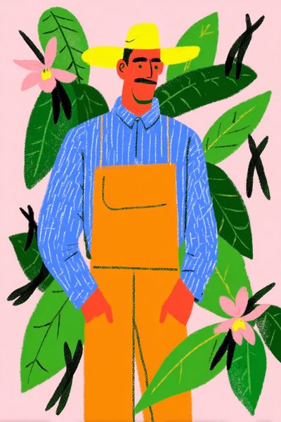 Gardener with Flowers — Illustration Print. poster print