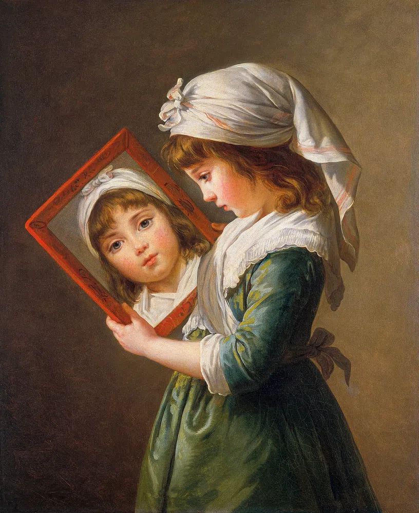 Girl with Mirror — Fine Art Print. poster detail