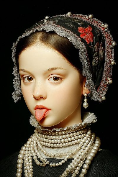 Girl with Pearls — Fine Art Print. poster print