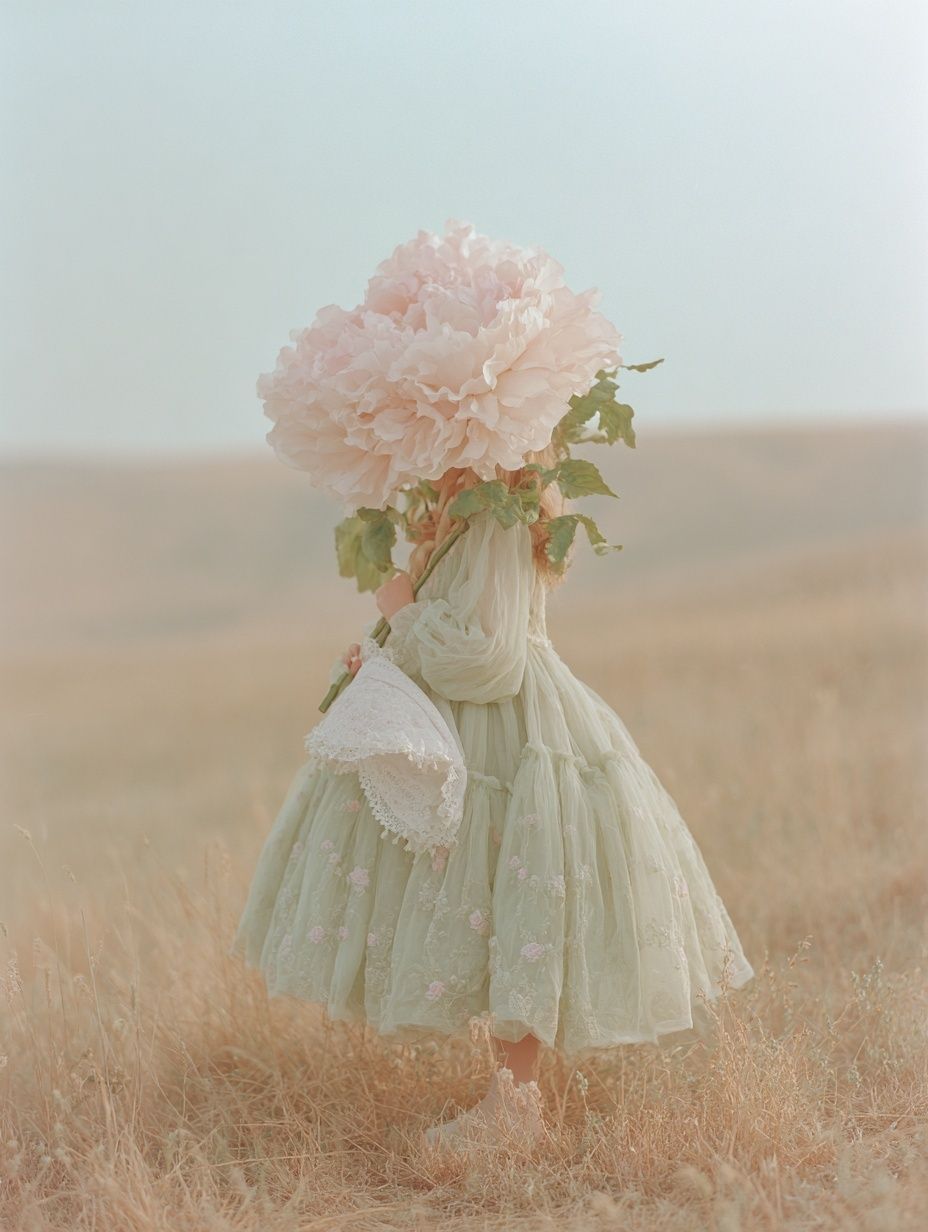 Girl with Peony — Fine Art Print. poster detail